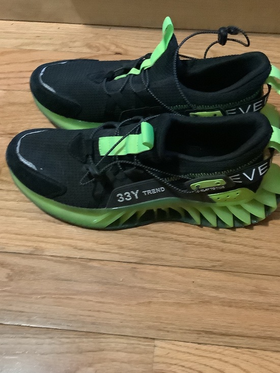 Other - Black Sneakers with Neon Green Accents